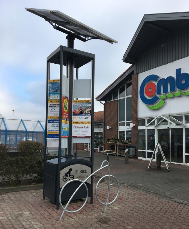 Gesponsorte Ladestation für E-Bikes von ZSD Solar