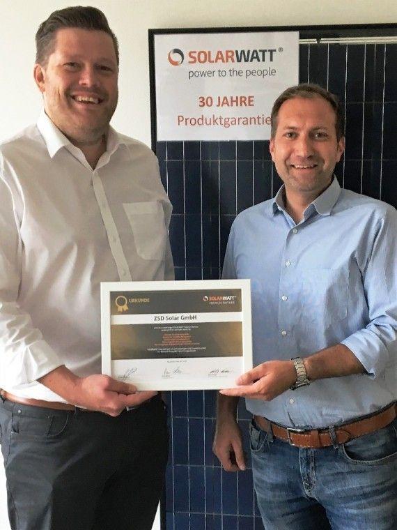 Mitarbeiter von ZSD Solar erhält SOLARWATT-Auszeichnung
